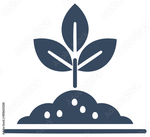 Sapling emerging from soil icon symbolizes growth, sustainability and environmental awareness vector style isolated