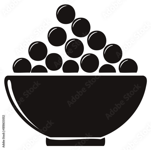 Bowl of dark berries overflowing in graphic illustration
