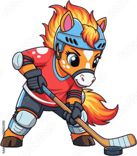 Sporty FireHorse in gear on the ice rink
