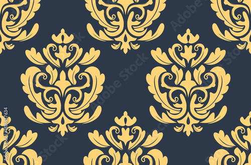 Damask seamless repeat element pattern. Beautiful luxury vintage floral damask vector illustration. Design for wallpaper, decorative, texture, textile, ornament, wrapping, shirts, clothing