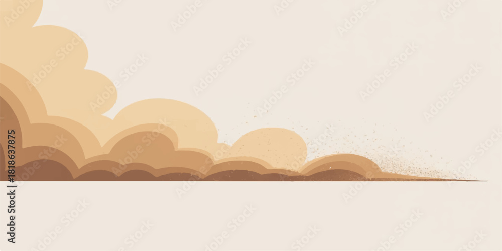 Ταπετσαρία Minimalist illustration of a dust cloud or sandstorm with a desert landscape