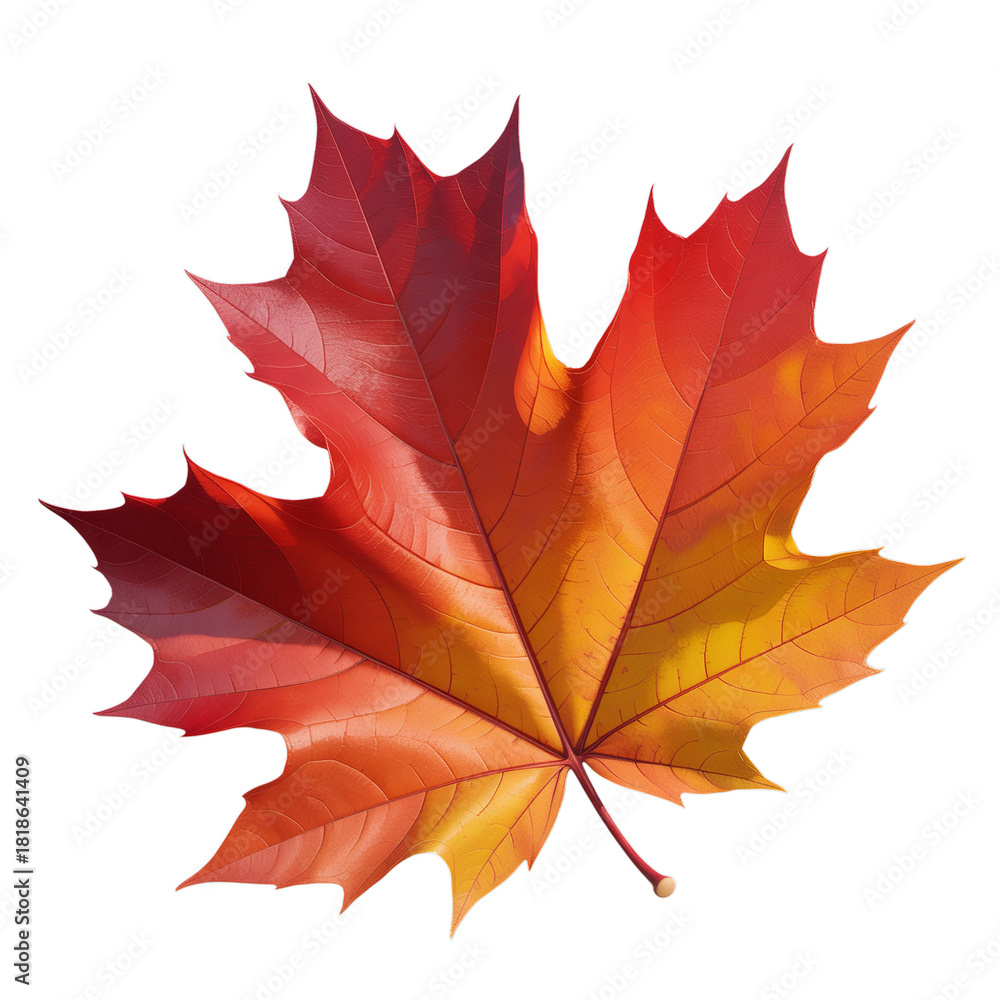 Obraz premium Vibrant Red and Orange Autumn Maple Leaf Isolated
