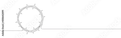 Continuous one line drawing of the Crown of Thorns. A religious symbol of suffering and sacrifice