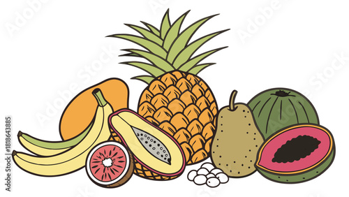 Vibrant Fresh Tropical Fruit Assortment for Healthy Eating Summer Refreshment Wellness Food Blogs and Grocery Ads