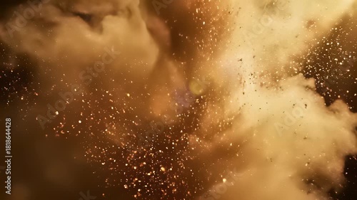 A dense cloud of smoke billows out against a dark background, as a person holds their cell phone aloft amidst swirling dust and debris, with a blurred image of a candle nearby.