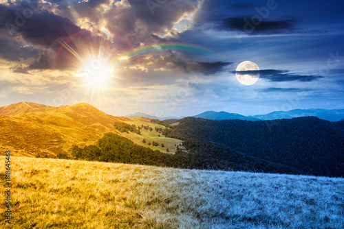 Quadro em tela landscape with grassy meadow of ridge