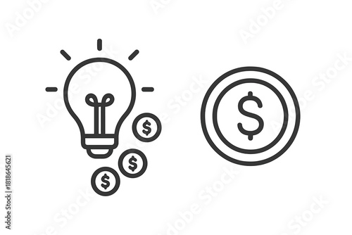 Glowing lightbulb next to dollar currency symbols representing innovation and monetization