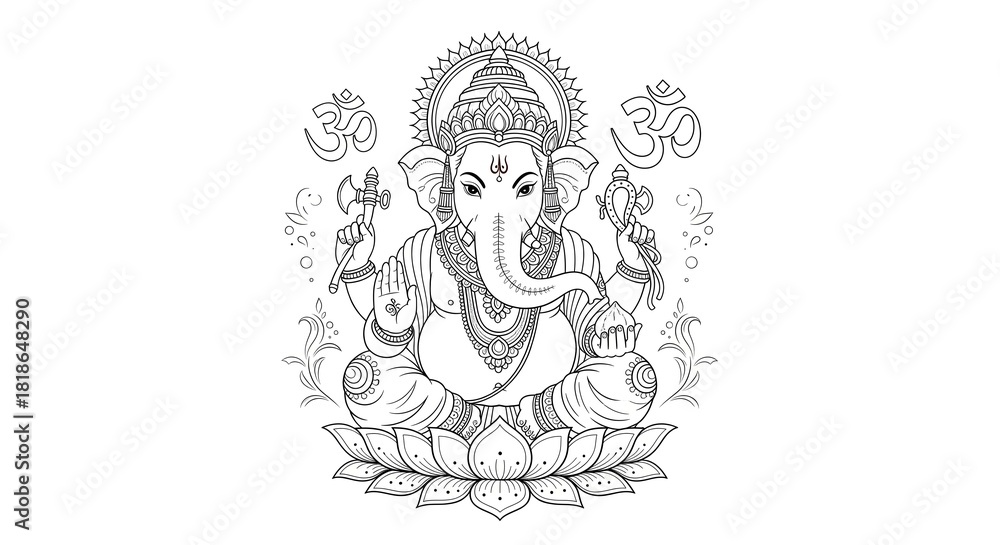 Obraz premium Minimalist Line Drawing of Lord Ganesha