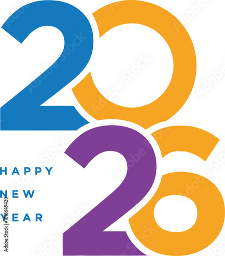 Vibrant 2026 New Year Celebration Design with Bold Colors, Perfect for Festive Greetings and Cheerful Holiday Marketing Campaigns, Expressing Joy and Optimism