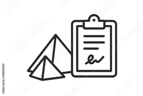 Signed agreement document on a clipboard next to stacked paper forms symbolizing business deals