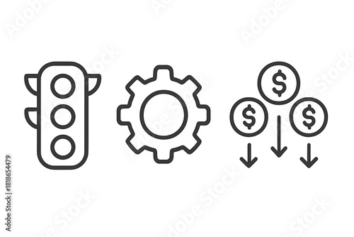 Line art symbols for regulation, process, and financial cost reduction