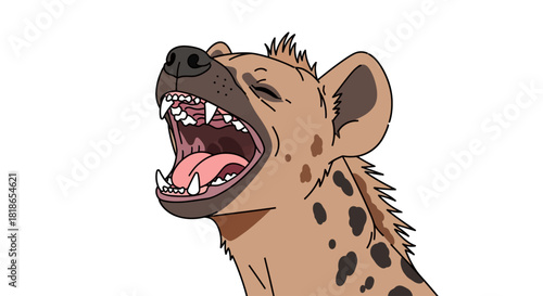 Laughing Hyena Cartoon Illustration on White Background