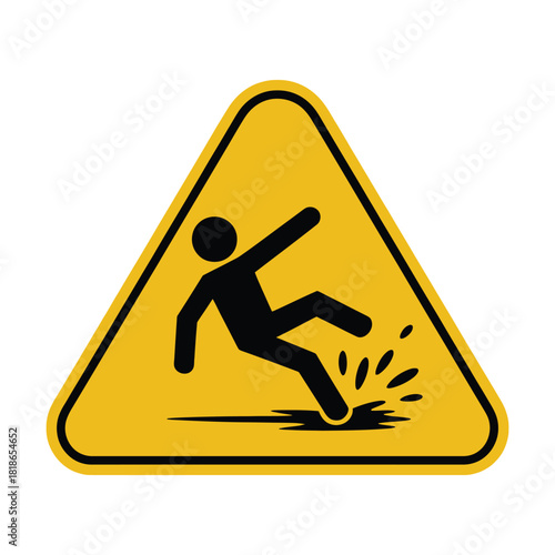 Slippery Wet Floor Warning Sign - Safety, Hazard & Caution Symbol