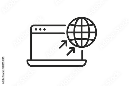 Global internet access and international web services concept via browser window