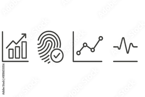 Business analytics, biometric security, financial growth, and medical pulse concepts