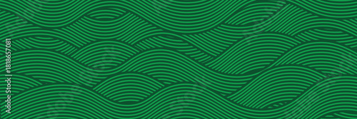 farm green banner, organic abstract background with fields. wavy green lines, natural organic products. ecology background. striped farmer green Pattern