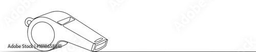 A continuous one-line drawing of a whistle, often used in sports or for signaling, against a clean white background