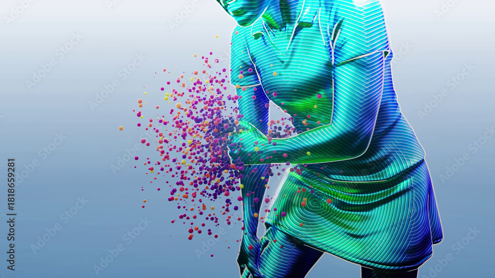 Φωτογραφία Conceptual 3D illustration of a tennis woman with tennis elbow