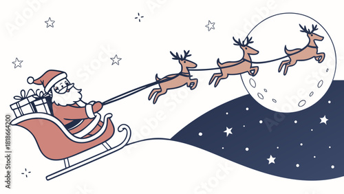 Santa claus riding sleigh with reindeer