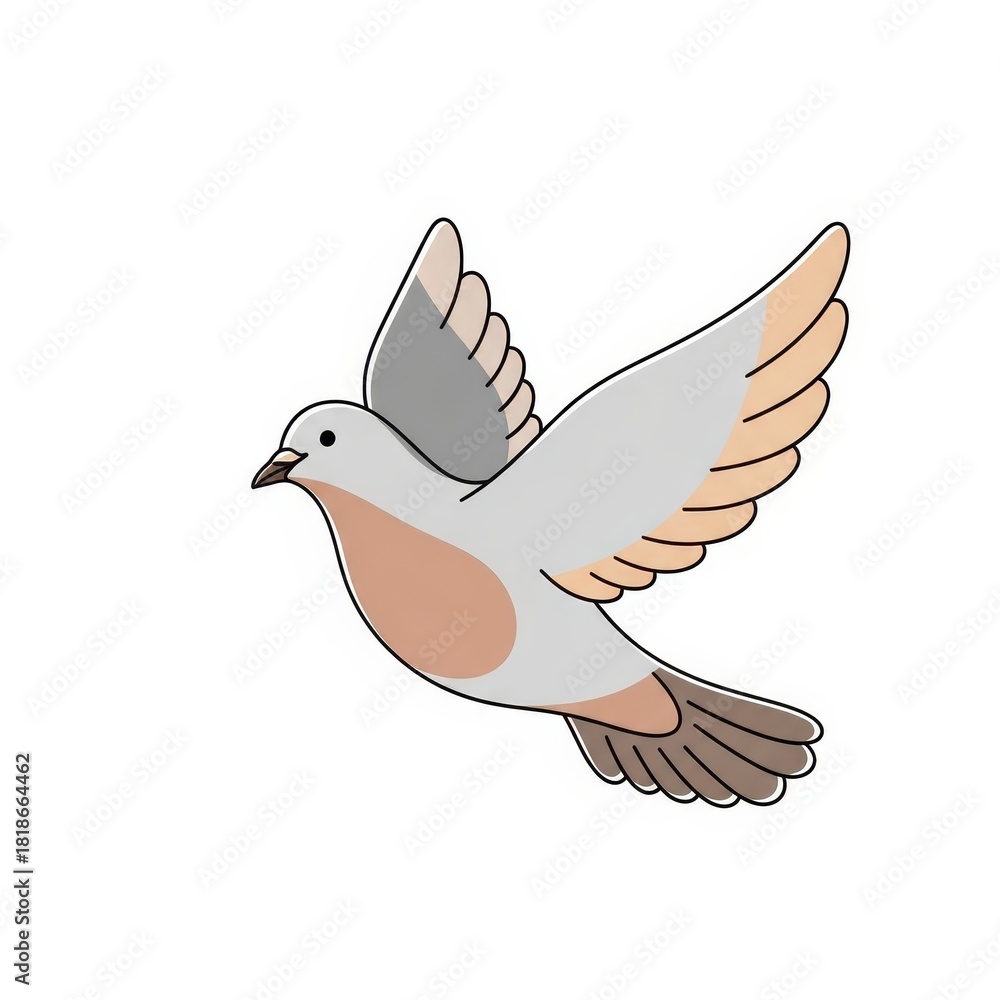 Fototapeta premium Cartoon dove flying in a vibrant style with pastel colors 