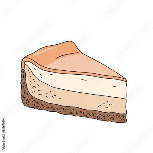 Cheesecake slice with creamy filling and graham cracker crust  