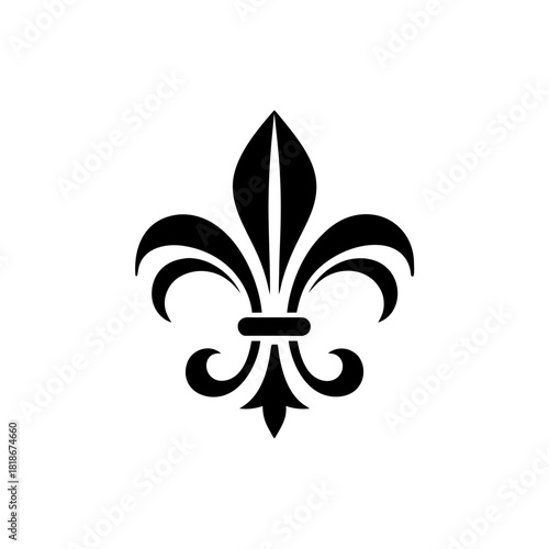 Illustration of a black fleur de lis on white background on transparent background silhouette