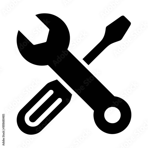 wrench and screwdriver crossed glyph icon