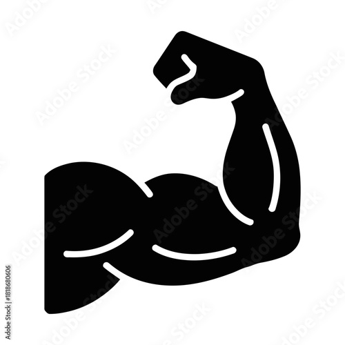 biceps muscle arm glyph icon representing strength and fitness training