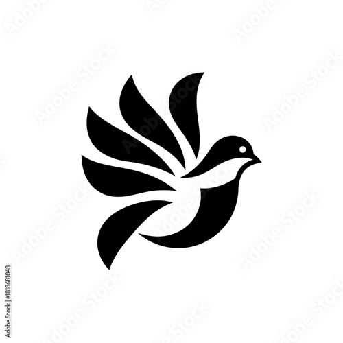 Elegant bird symbol taking flight in graceful modern design, perfect for nature brand identity