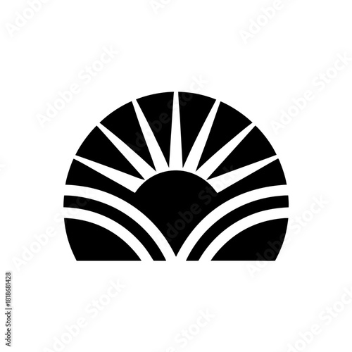 Sunrise vector icon, modern logo design symbolizing growth, hope, and new beginnings, originally SVG