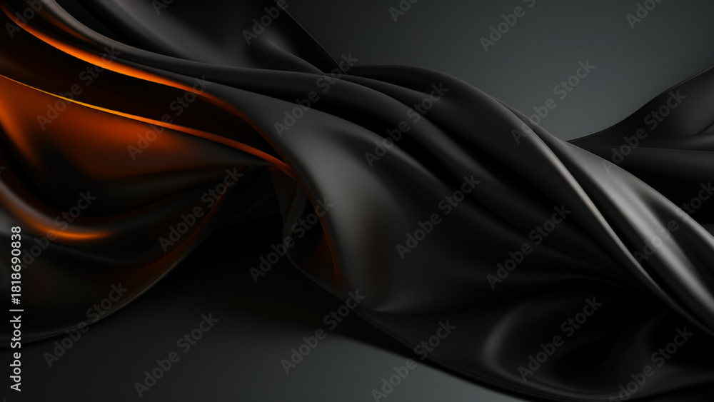 Fototapeta premium Elegant Black Silk Draping With Warm Undertones Creating a Stunning Visual Effect