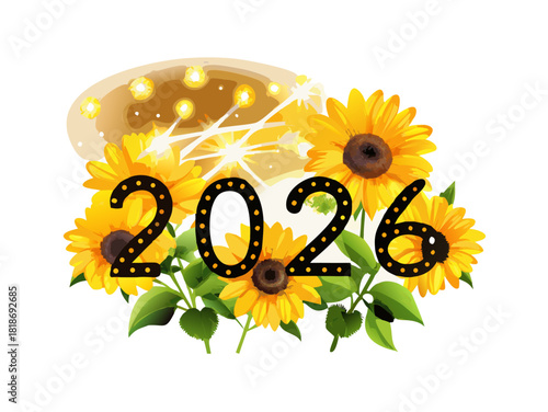 Numerical representation of the year 2026 illuminated by a spotlight in a dark environment with a smoky effect icon
