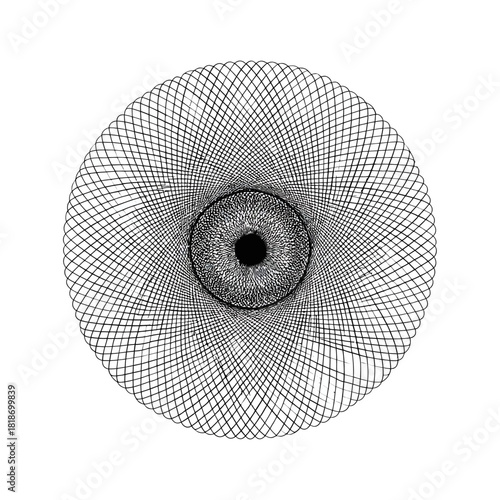 Circular intricate line drawing with a central vortex design on a white background art piece vector illustration