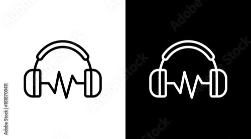 Headset White Icon Set Design