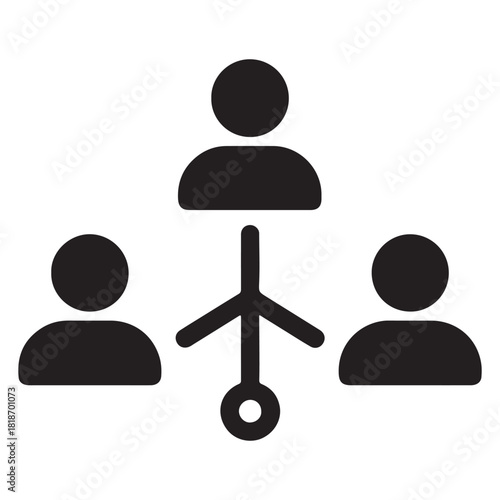 An illustration of a hierarchical structure with three people connected by lines