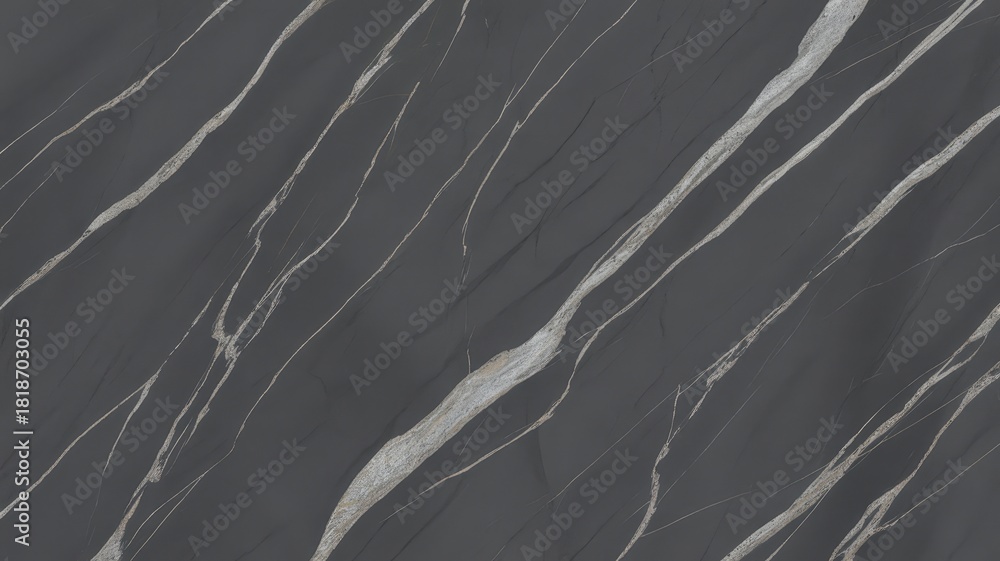 Obraz premium Dark gray quartz surface with dramatic silver glitter veining texture