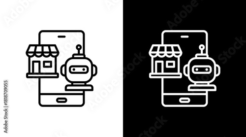 E-Commerce Bot White Icon Set Design