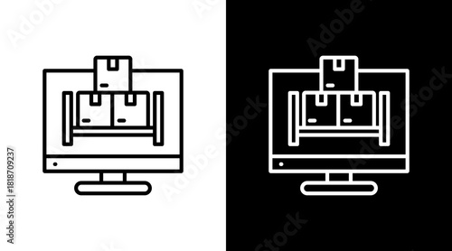 Digital Storefront White Icon Set Design