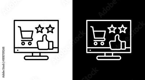 Digital Shopping Experience White Icon Set Design