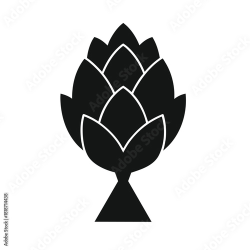 Black Silhouette of an Artichoke on White Background