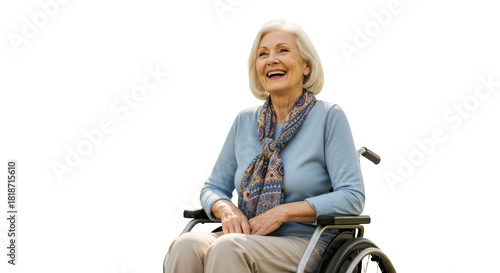 Modern stock photo showing senior, woman, wheelchair captured in vibrant atmosphere ideal for professional campaigns