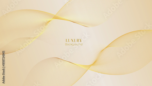Luxury cream abstract background with golden lines. Abstract golden background with shiny gold line sparkling lighting and glitter luxury style.