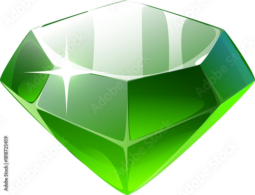 Cartoon casino gambling game jewel gem for jackpot lucky combination, vector icon. Casino slot machine or poker lucky spin gamble game icon of green emerald gemstone jewel for prize win