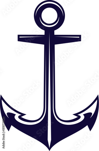 Boat ship anchor maritime heraldry sign. Ship heavy anchor maritime crest symbol, vessel metal anchor marine heraldry vector element. Yacht iron hook navy ancient coat of arms sign or object