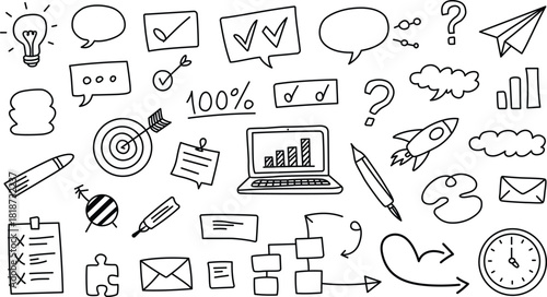 Hand drawn business doodles vector illustration concept