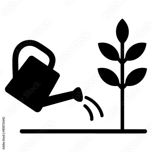 Watering can silhouette icon watering plant gardening nurturing growth garden care