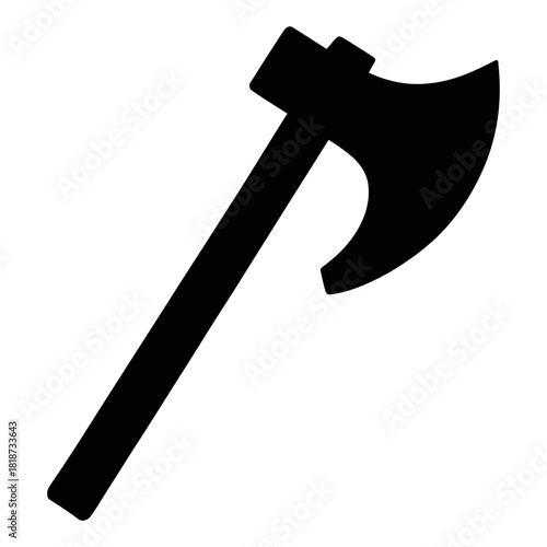 Medieval battle axe weapon silhouette icon hatchet blade tool symbol isolated