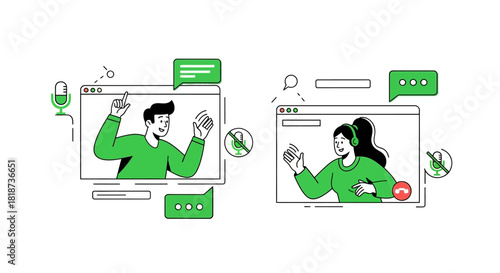 Virtual connection and communication in the digital era, illustrating online interaction and