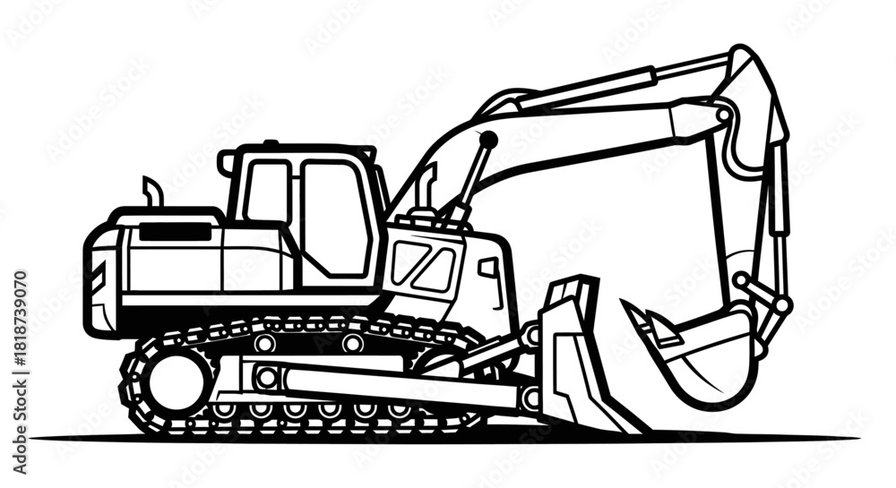 Naklejka premium Bold excavator illustration ready for construction projects and design needs