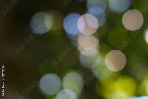 Blurred sunlight filtering through green leaves creating a gentle dreamy ambiance with soft light